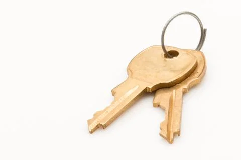 Keys on a key ring on white background. Stock Photos