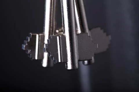 Keys in the keyhole closeup Stock Photos