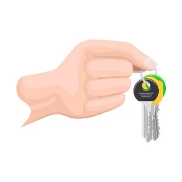 Keys on Keyring in Human Hand Flat Style Vector Stock Illustration