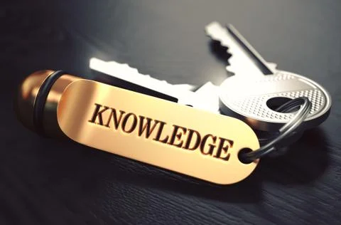 Keys to Knowledge. Concept on Golden Keychain Stock Illustration