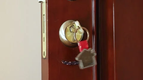 Keys in the lock, dangle Stock Footage 140472717