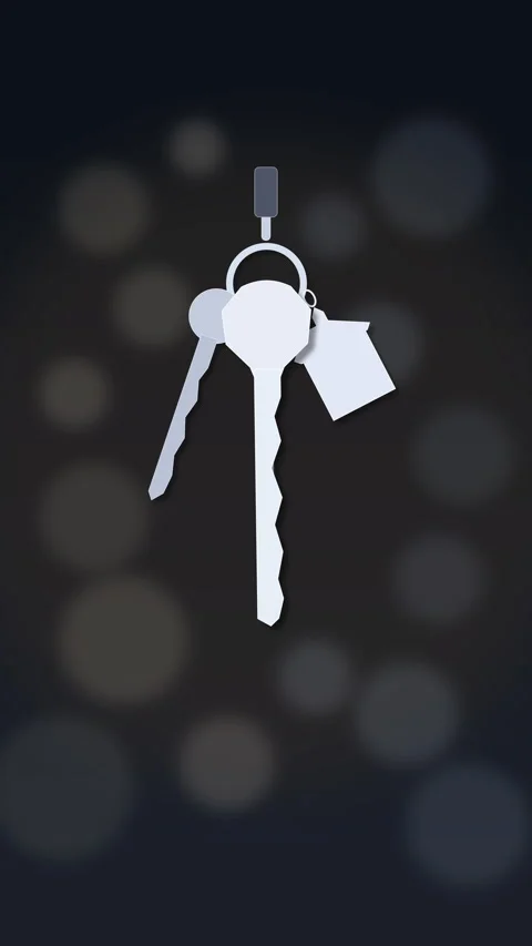 Keys loop footage with keyring, lock, keychain, metal, house, security Stock Footage 346545297