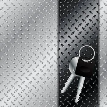 Keys on metallic plate Stock Illustration