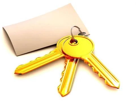 Keys with note. 3d keys with note. 3d Copyright: xZoonar.com/MaksymxYemely... Stock Photos