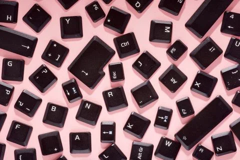 Keys of an old keyboard on a table Stock Photos