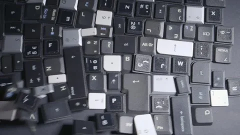 Keys of an old keyboards on a table Stock Footage 334933680