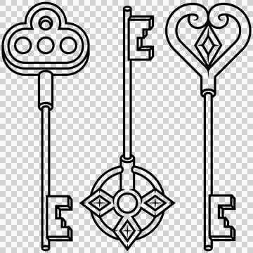 Keys for old locks, locksmith keys イラスト素材