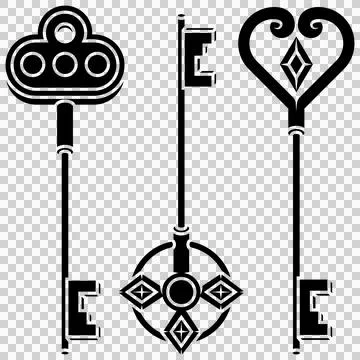 Keys for old locks, locksmith keys イラスト素材
