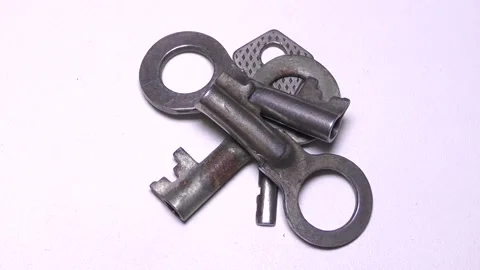 Keys to old rusty padlock Stock Footage 165040578