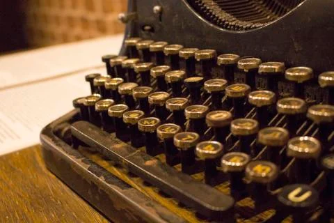 Keys of old typewriter closeup Stock Photos