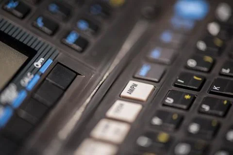Keys of one of the first computing devices with handheld technology Stock Photos