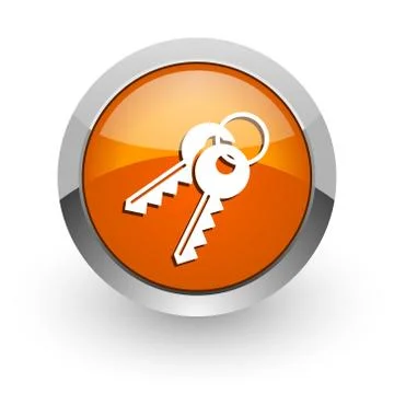 Keys orange glossy web icon Stock Illustration