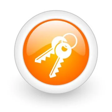 Keys orange glossy web icon on white background. Stock Illustration