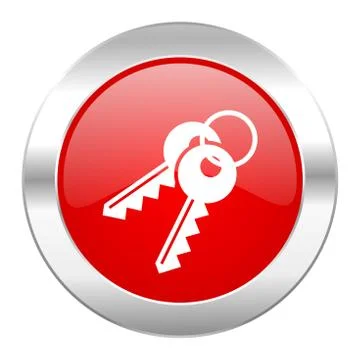 Keys red circle chrome web icon isolated. 스톡 일러스트