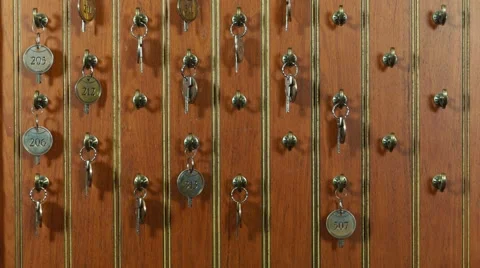 The keys to the rooms in the hotel Stock Footage 56864646