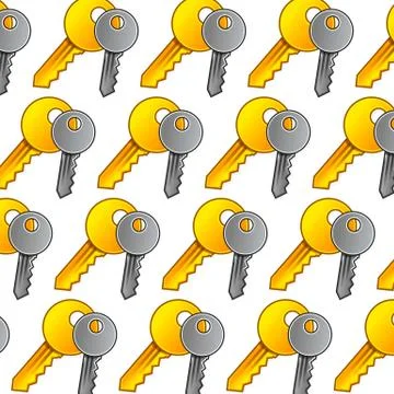 " Keys " seamless pattern - metal, bronze or gold Stock Illustration