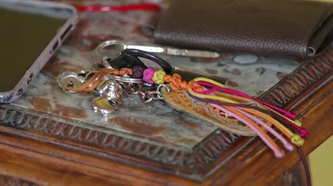 Keys on the table Stock Footage 52856225