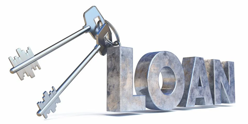 Keys with text LOAN 3D Stock Illustration