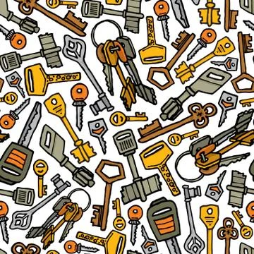 Keys vector seamless pattern Stock Illustration
