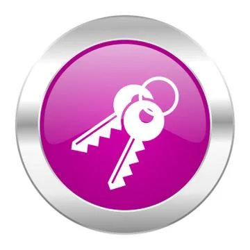 Keys violet circle chrome web icon isolated. Ilustración de archivo