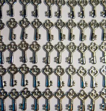 Keys on a white background, view from top Stock Photos