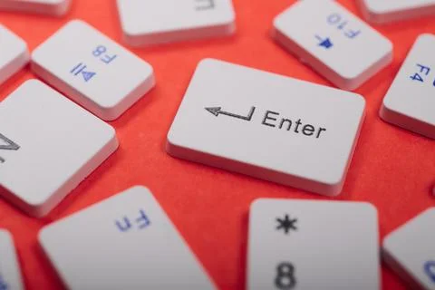 Keys of an white keyboard on a table Stock Photos