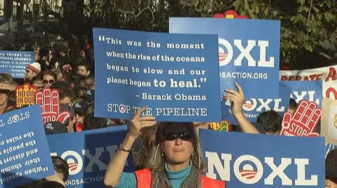 Keystone XL pipline protest at White House Stock Footage