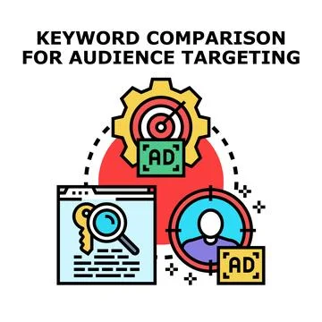 Keyword comparison targeting audience for digital advertising Stock Illustration