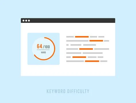 Keyword Difficulty gauges search engines first-page ranking difficulty on 0-100 Stock Illustration