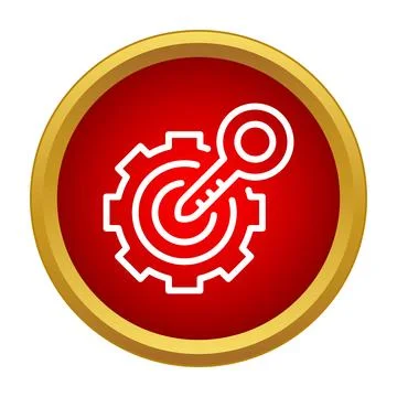 Keyword optimization process line icon on red circle Illustrazione stock