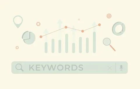 Keyword Optimization SEO concept. Research, Selection and analysis popular Stock Illustration
