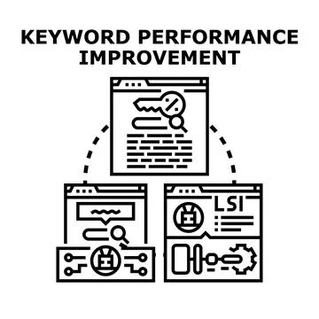 Keyword performance improvement process for search engine optimization Stock Illustration