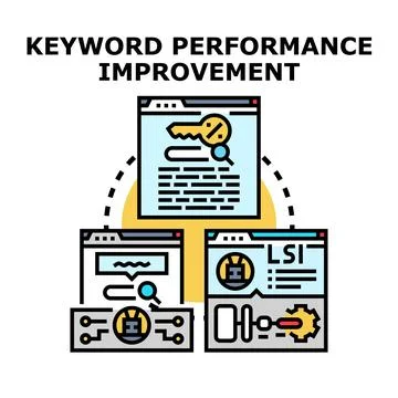 Keyword performance improvement process for search engine optimization Stock Illustration