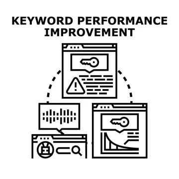 Keyword performance improvement strategy for digital marketing Illustrazione stock