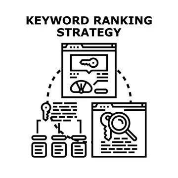 Keyword ranking strategy process for search engine optimization Stock Illustration