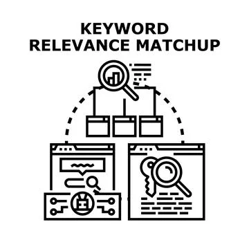 Keyword relevance matchup for digital content strategy Stock Illustration