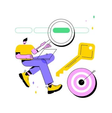 Keyword research abstract concept vector illustration. Stock Illustration