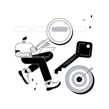 Keyword research abstract concept vector illustration. Stock Illustration