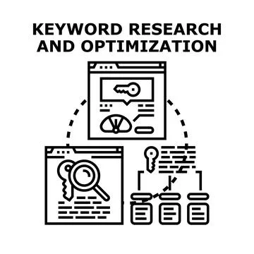 Keyword research and optimization for digital marketing strategy Illustration