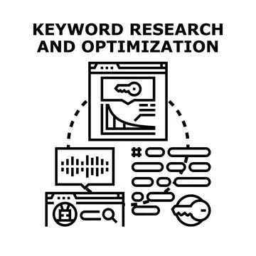 Keyword research and optimization process for digital marketing success Stock Illustration