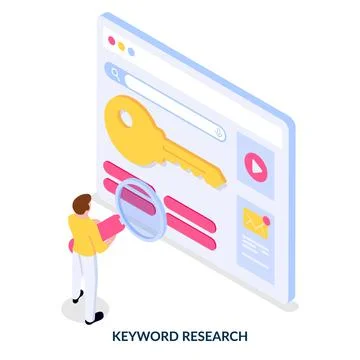 Keyword research concept.  Stock Illustration
