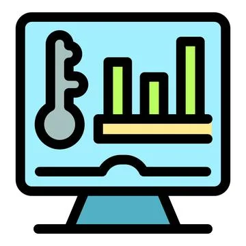 Keyword research optimization icon showing search engine optimization and d.. Stockillustratie
