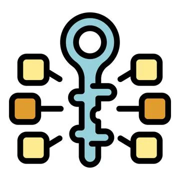 Keyword research optimization key to success concept icon vector outline Illustrazione stock