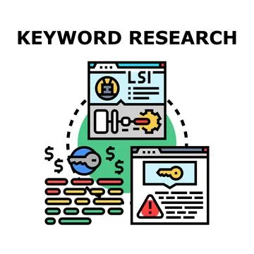Keyword research process for digital marketing optimization Illustrazione stock