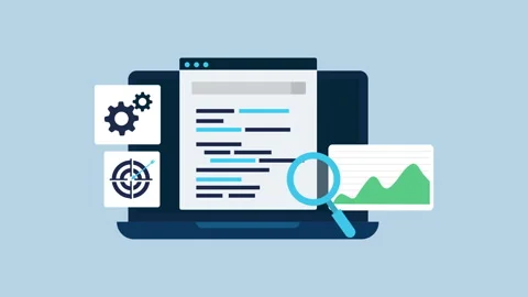 Keyword Search and Data Analysis 2d Animation with Alpha Matte 스톡 동영상 334829492