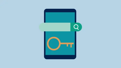 Keyword searching by phone on search engine 2d Animation with Alpha Matte Stock Footage 335733903