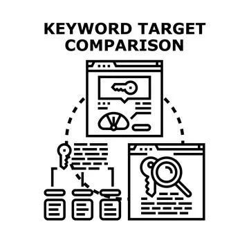 Keyword target comparison and seo analysis process イラスト素材