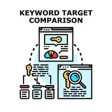 Keyword target comparison and seo analysis process Stock Illustration