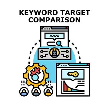 Keyword target comparison for online search optimization Stock Illustration