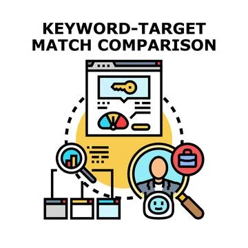Keyword target match comparison concept vector Stockillustratie